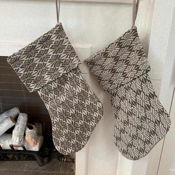 Pair of Amber Interiors Vintage Christmas Stockings - Picture 1 of 4